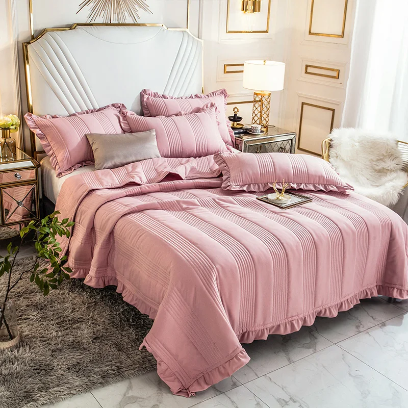 Quilt Bedspread Cotton Vintage Quilts Designers Bedspread Patchwork Chinese Printing Edredon with Lace