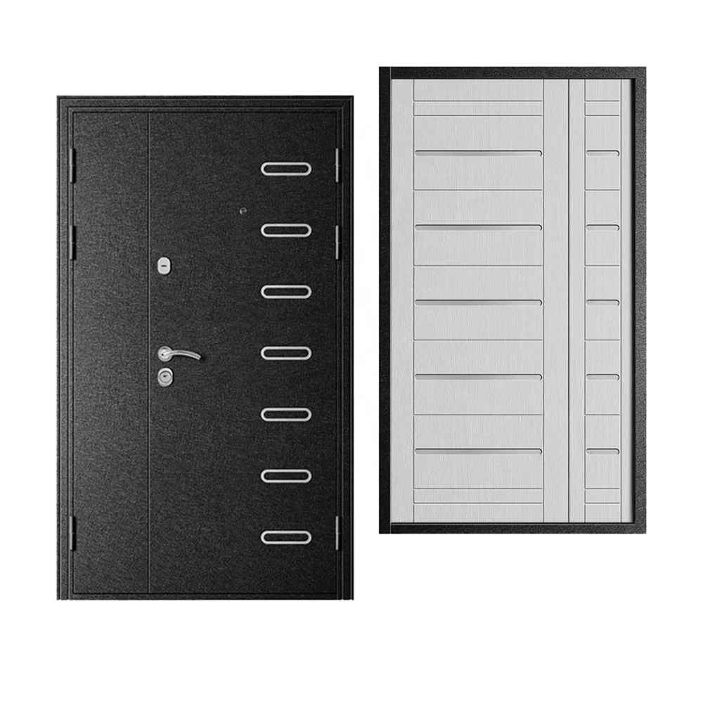 Turkey Styles Steel Security Doors Sound Proof Front Entry Door Nice MDF Panel Russian Metal Door with PVC Film