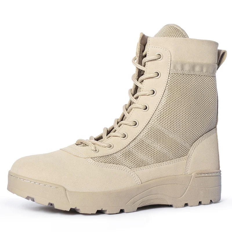 CUSTOM High Ankle Men Boots Army Green Outdoor Training Gear Black Leather Combat Suede Desert Tactical Boots