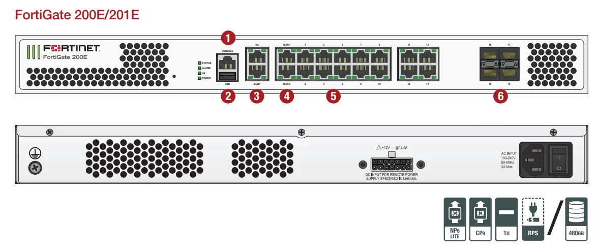FG-200E оригинальный Fortinet Enterprise NGFW брандмауэр FortiGate-200E