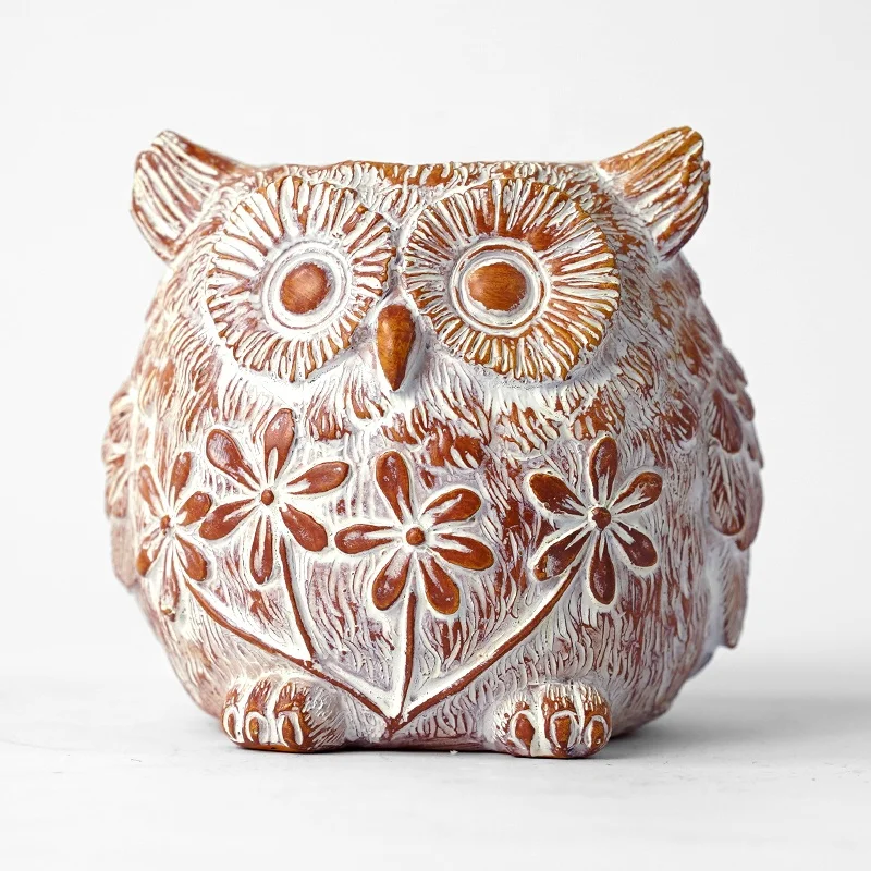 Resin cartoon animal flower pot owl  bird hedgehog animal statue garden decoration home desk decoration