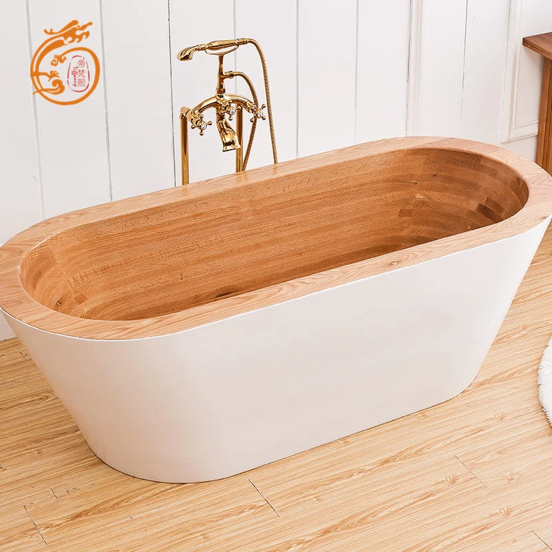 Hot Sale Solid Surface Bathtub Resin Wood Freestanding Bathtubs