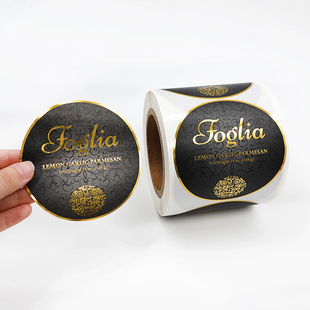 Custom UV Printed Roll Plastic Waterproof Synthetic Paper Adhesive Vinyl PVC Round Circle Brand Product Label Logo Sticker