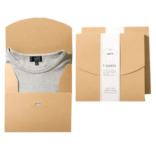 Custom Eco Friend Kraft Paper Card Box T-Shirt Scarf Craft Socks Packaging Paper Card Box  Envelope Box With Logo