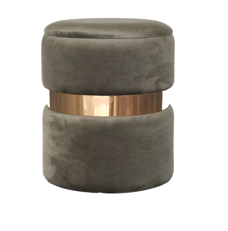 Grey & pink Color living room furniture stool with Memory Sponge Fabric Storage Ottoman Pouf