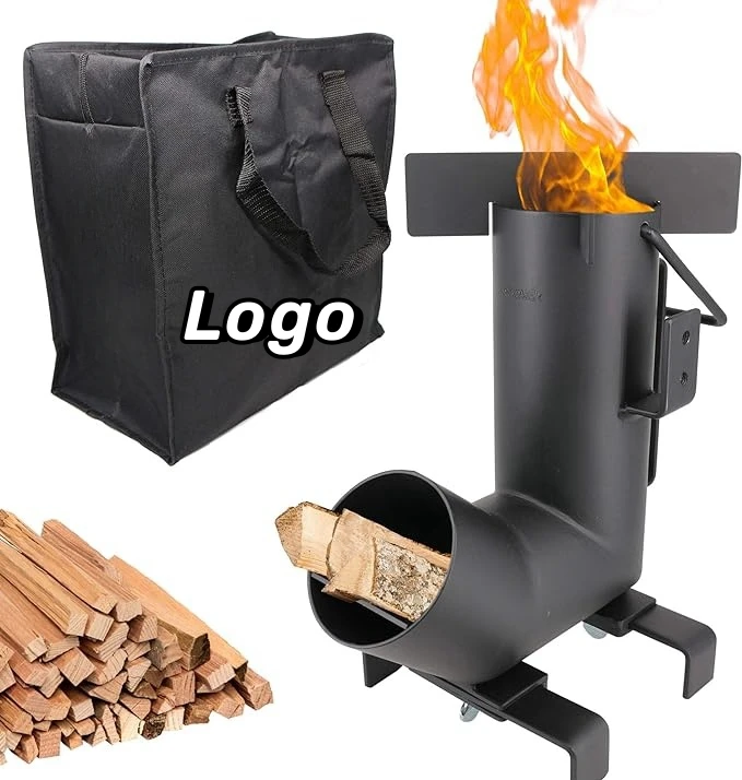 Camping Rocket Stove with Free Carry Bag Portable Wood Burning Large Fuel Chamber Best for Outdoor Cooking