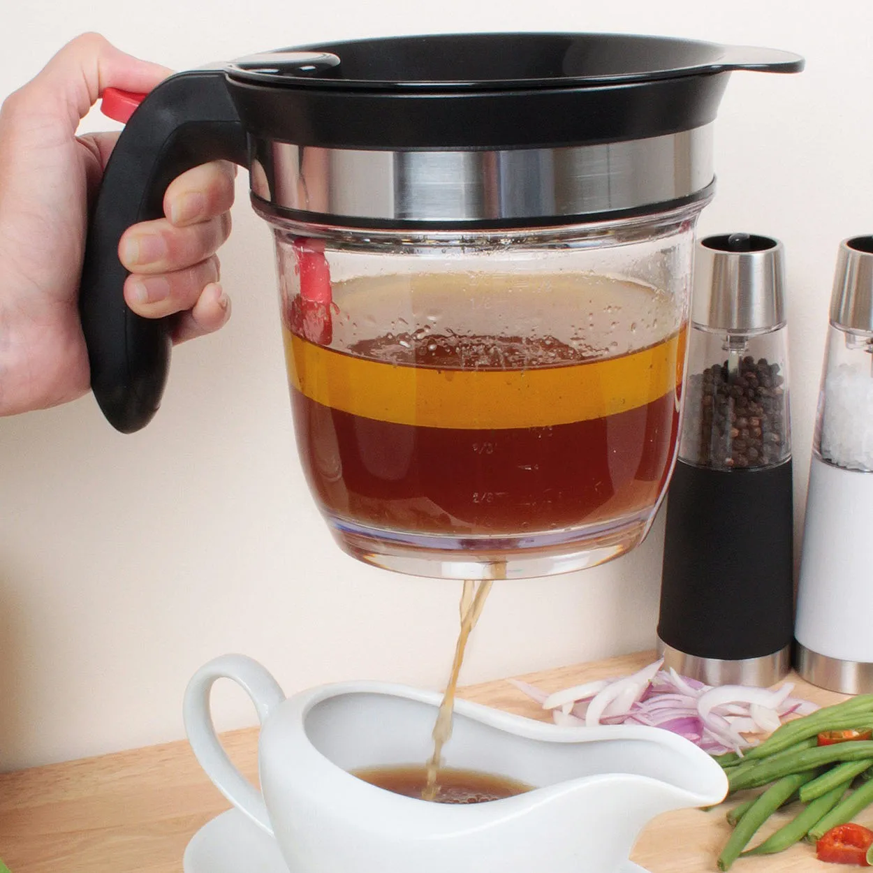 
4 Cups Grease Gravy Strainer and Fat Separator for Kitchen Cooking 