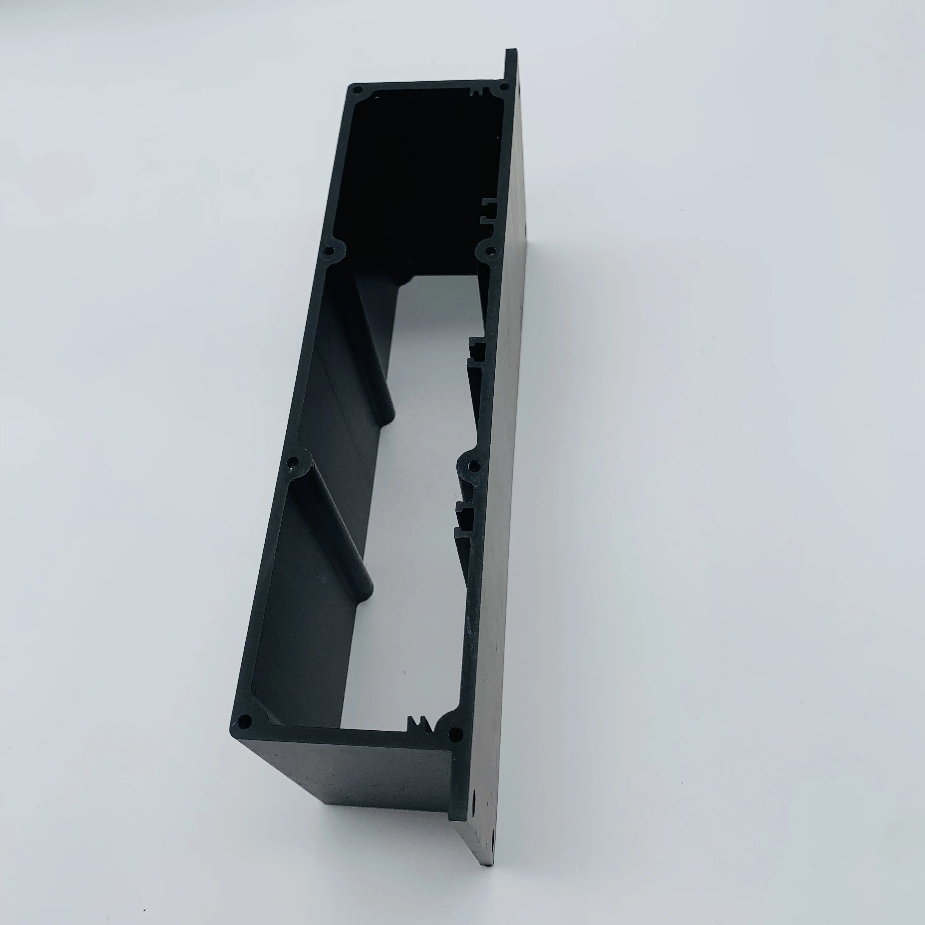 Custom Al6063 Anodised Black Big Section Aluminum Extrusion Profile with CNC machining for Electronic Enclosure Box