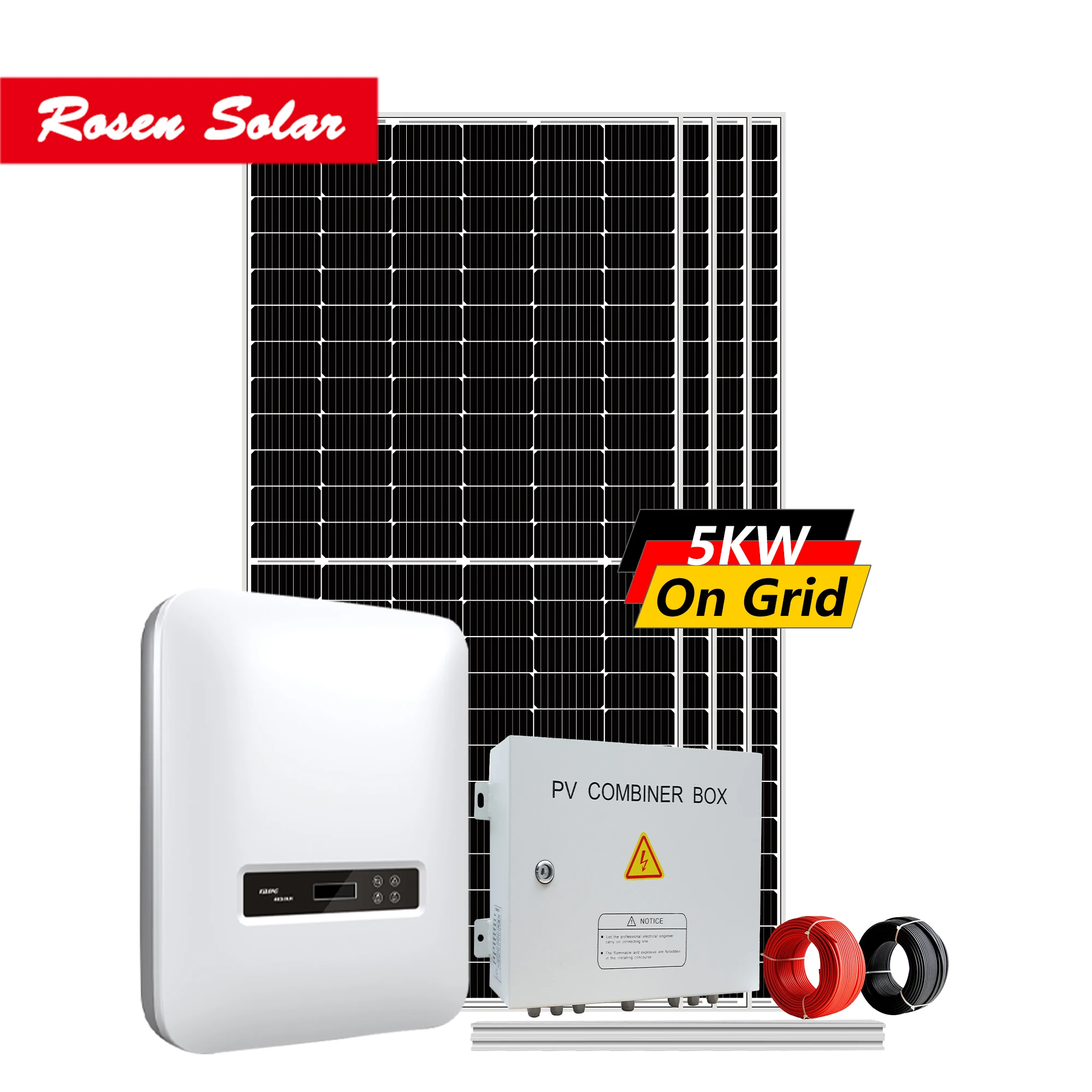High Efficiency 5000 Watts Full Sets Solar Panels On Grid 5kw Power System Kit with Mppt Control