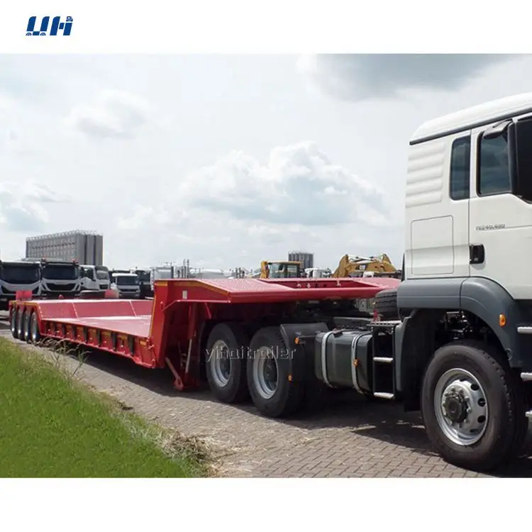 High Quality 2 3 4 Axle Hydraulic Gooseneck Low Bed Semi Trailer 70 80 90 Ton For Heavy Machinery Truck Trailers