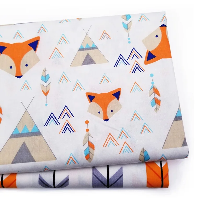 
Cartoon Fox plain pattern baby 100% Cotton Twill fabric for bed sheet fabric 