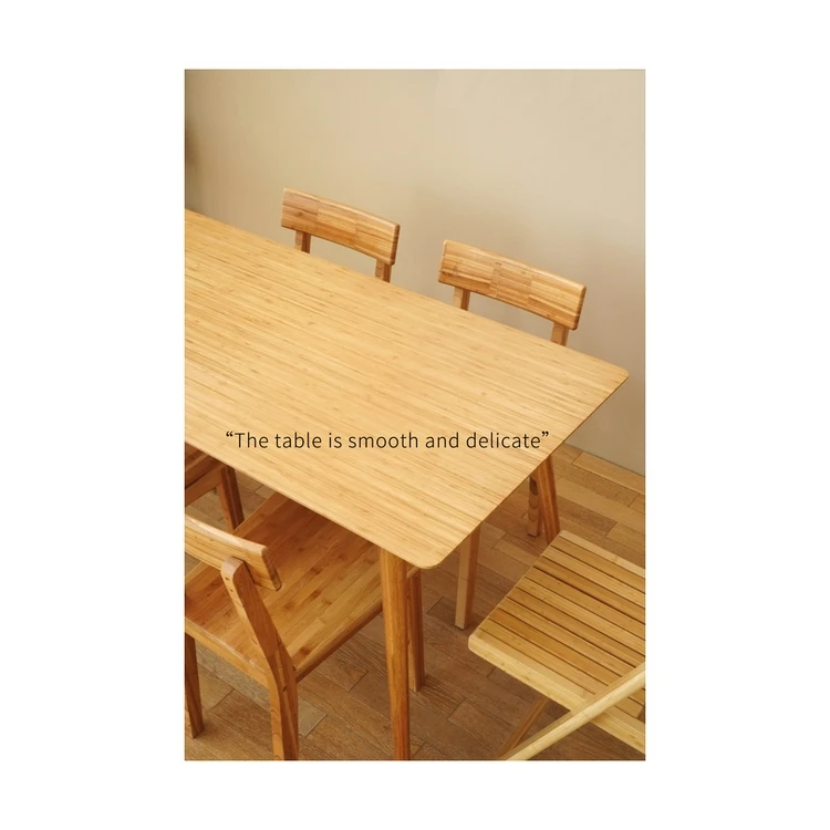 New Design Fashion Dining Table Retro Bamboo Wooden Dining Table And Chair Set