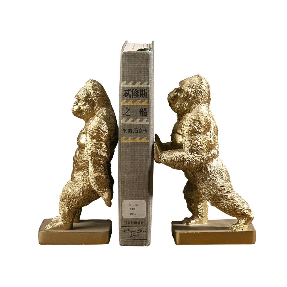 resin statue figurine Set of 2 Polyresin Faux Kingkong Bookend Gorrila Art bookend Homedecor for Kids
