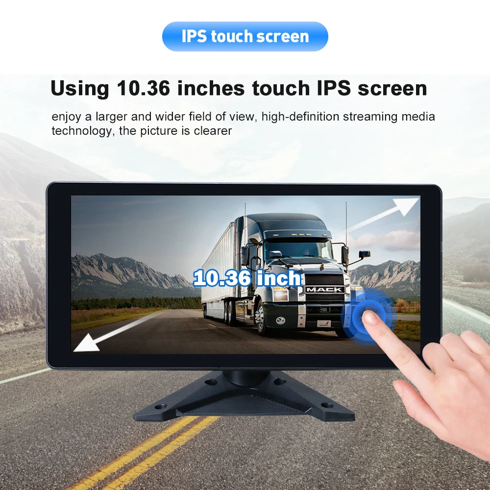 4CH AHD 1080P 360 Reverse Aid truck Safety System Portable Android Touch Screen 10.36 Inch Truck Carplay DVR