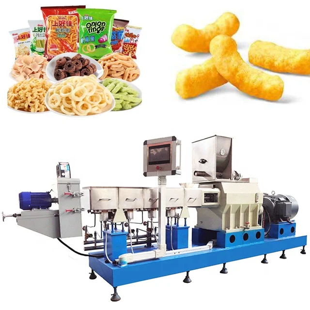 corn puff snacks food double screw extruder production line puff corn snacks making manufacturing machine