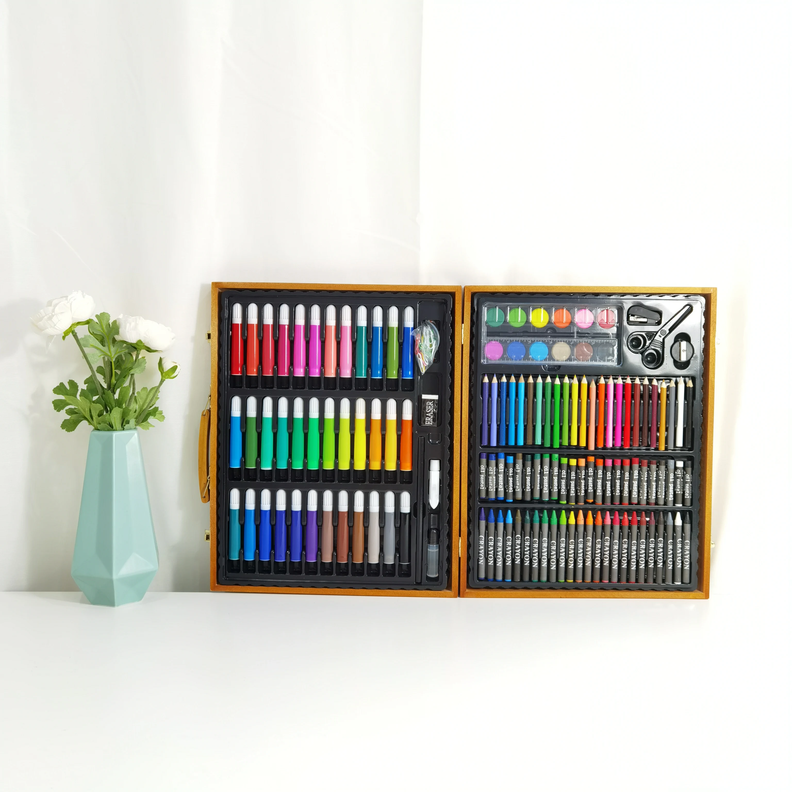 GF New Trends 150 pcs Wholesale School Kids Drawing Stationery Children Painting Coloring Wood Artist Set