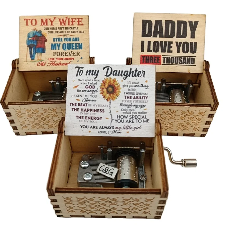 Factory  Musci Box Small Wooden I Love You Gift Box Music Box Sunshine