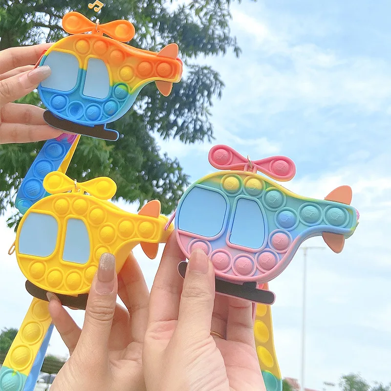Kids Airplane Toys Hot Christmas Squeeze Fidget Toys Silicone Bubble Fingertip Sensory Squeeze Toys For Relax
