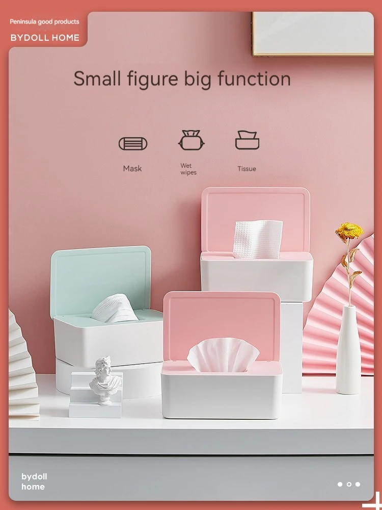 Mist powder for household wet wipes box with lid storage plastic seal dustproof creative desktop baby wipes box