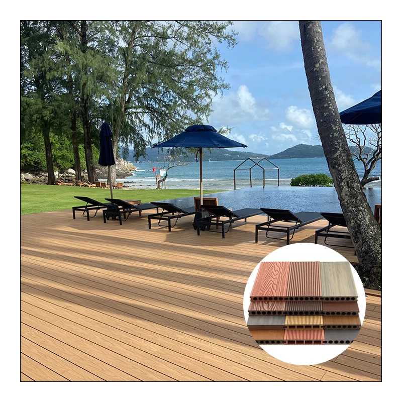 3D Embossing Outdoor Court Yard Terrace Wood Plastic Composite WPC Decking / Flooring