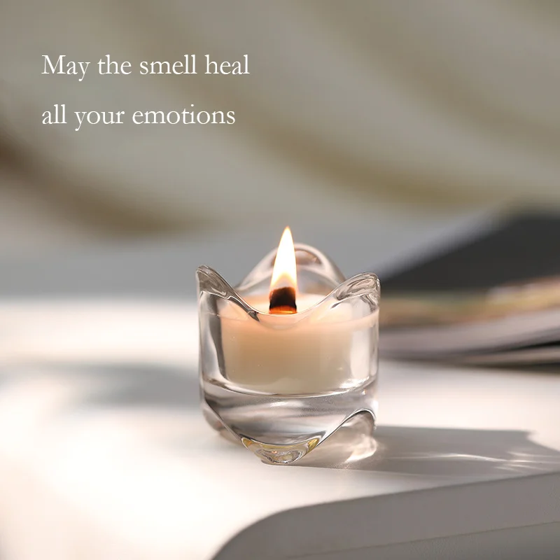 Home Decor Mini Aroma Candle Creative Wooden Bamboo Wick Smokeless Soy Wax Scented Candle