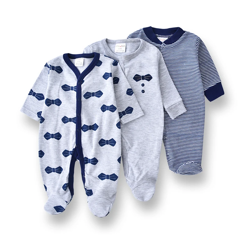 
baby clothes rompers Wholesale infant and toddler cotton long sleeve Jumpsuit full plate printing knitted three piece set 