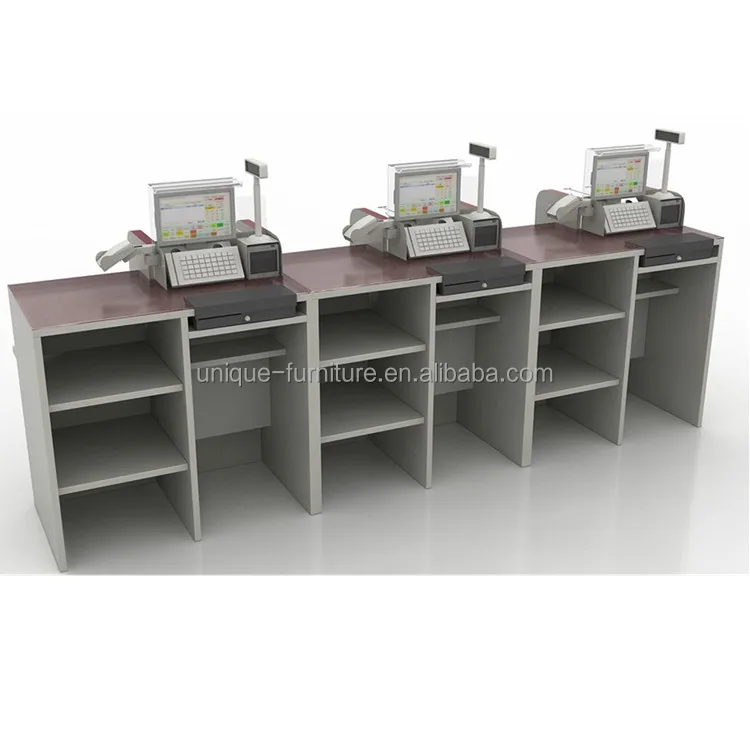 Functional Supermarket Checkout Desk Retail Stores Retail Cashier Counter Modern Register Counter Design