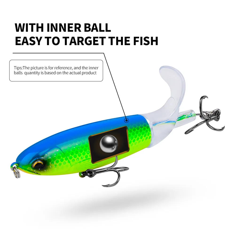 Topwater Fishing Lure Whopper Popper Artificial Bait Fishing Lure Top Water Bait With Spinning Tail