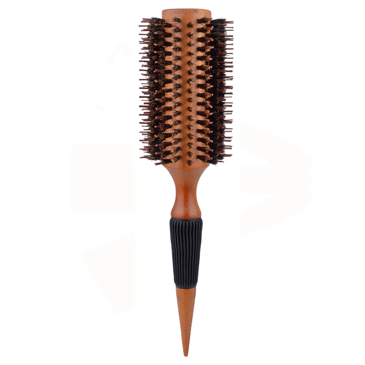 EUREKA 28033-w94 Professional Boar Bristle Nylon Pins Round Brush Wooden Hair Brush Long Barrel Round Brush For All Hair