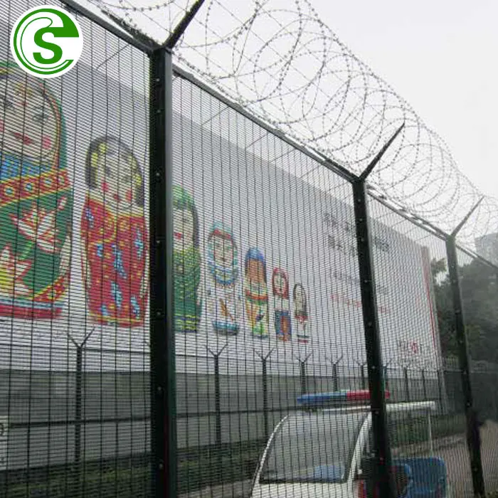 Direct factory high security 358 anti-climb fencing clearvu fence top with barbed wire spike