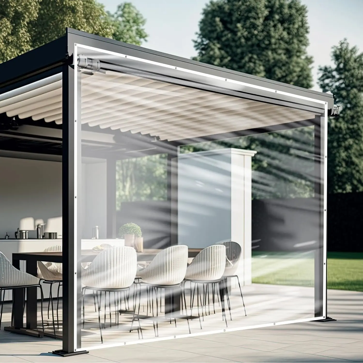 8 x 10 ft Clear Vinyl PVC Tarp Plastic Vinyl Curtain Transparent Patio for Window Sheets Garden Camping Tent Cover Porch Canopy