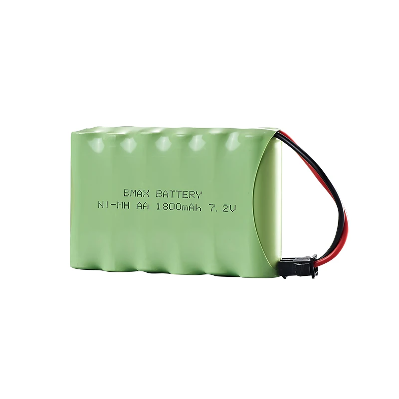 High Capacity NiMH Battery Pack AA 7.2V 1800mAh Battery with male SM 2P Plug for RC Cars and Trucks Rechargeable Batteries