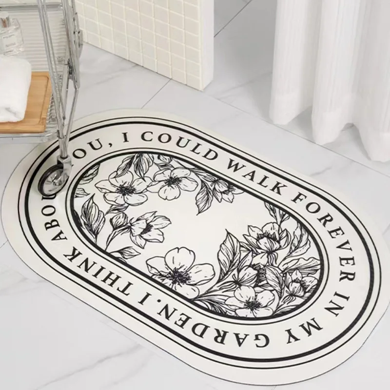 Custom cheap Soft non-slip quick dry diatomite diatom mud floor mat bathroom rug door mats for kitchen toilet