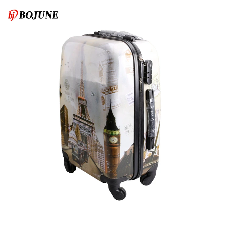Custom High Quality 3D Eiffel tower pattern trolley suitcase luggage travel bag set