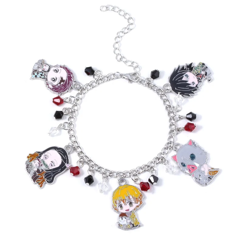 Tanjiro Anime Bracelet Kimetsu No Yaiba Novelty Bracelet Charms Demon Slayer bangle Color Character Pendant Bracelet
