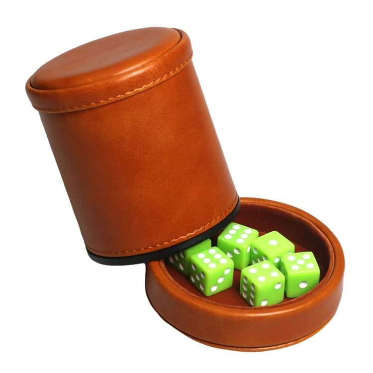 High Quality PU Leather Dice Cup Shaker for DND Games Includes 5 Dices and Lid Soft Feel Custom Logo Dice Cup