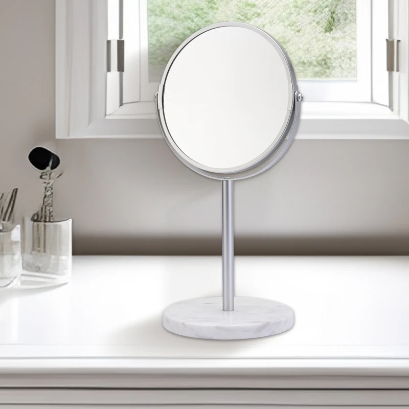 Золотое розовое настольное зеркало с мраморной основой, косметическое зеркало с двумя сторонами, изящное косметическое зеркало для ухода за лицом