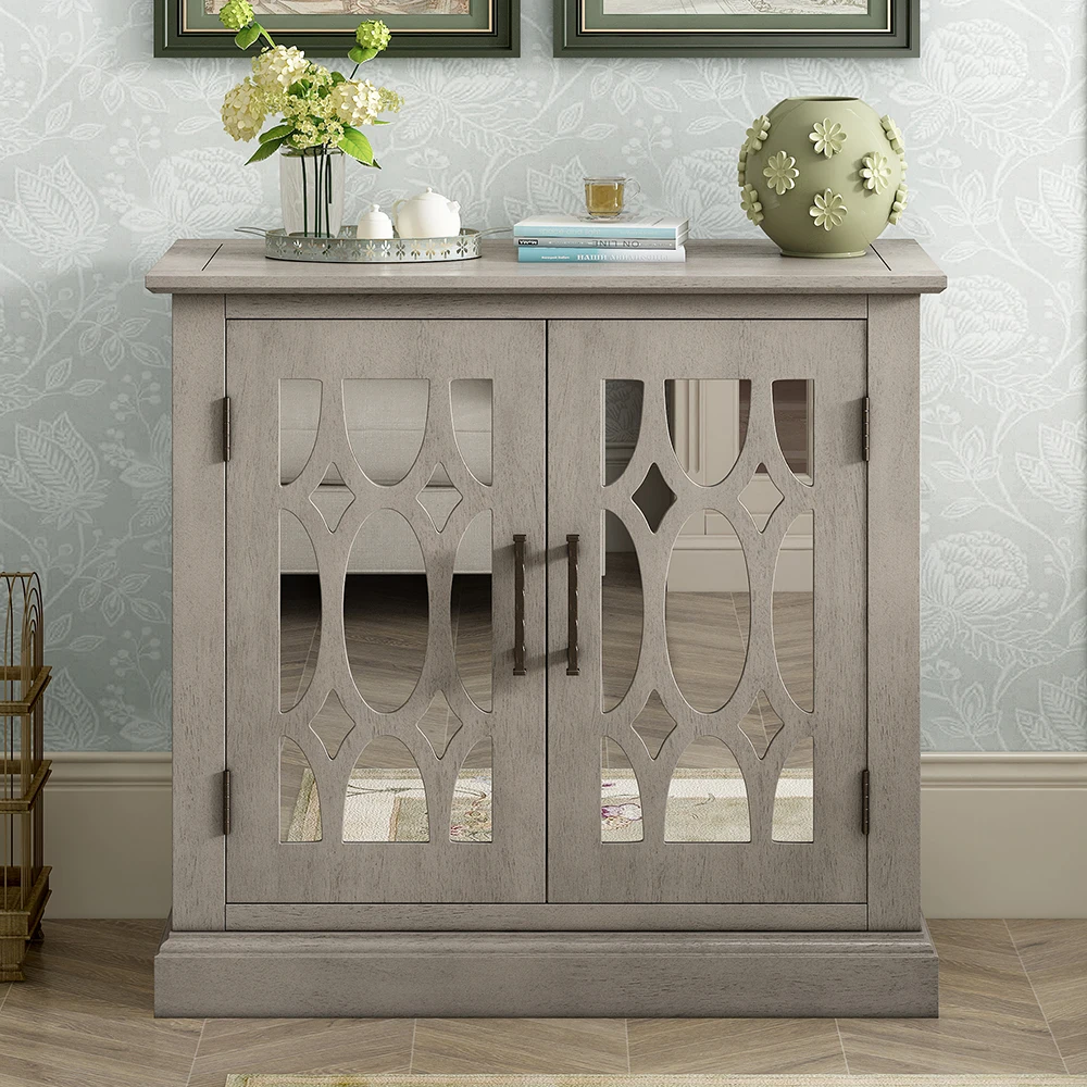 Wood Colored Wooden Sideboard To Decorate Mirror Cabinet Door Accent Storage Cabinet
