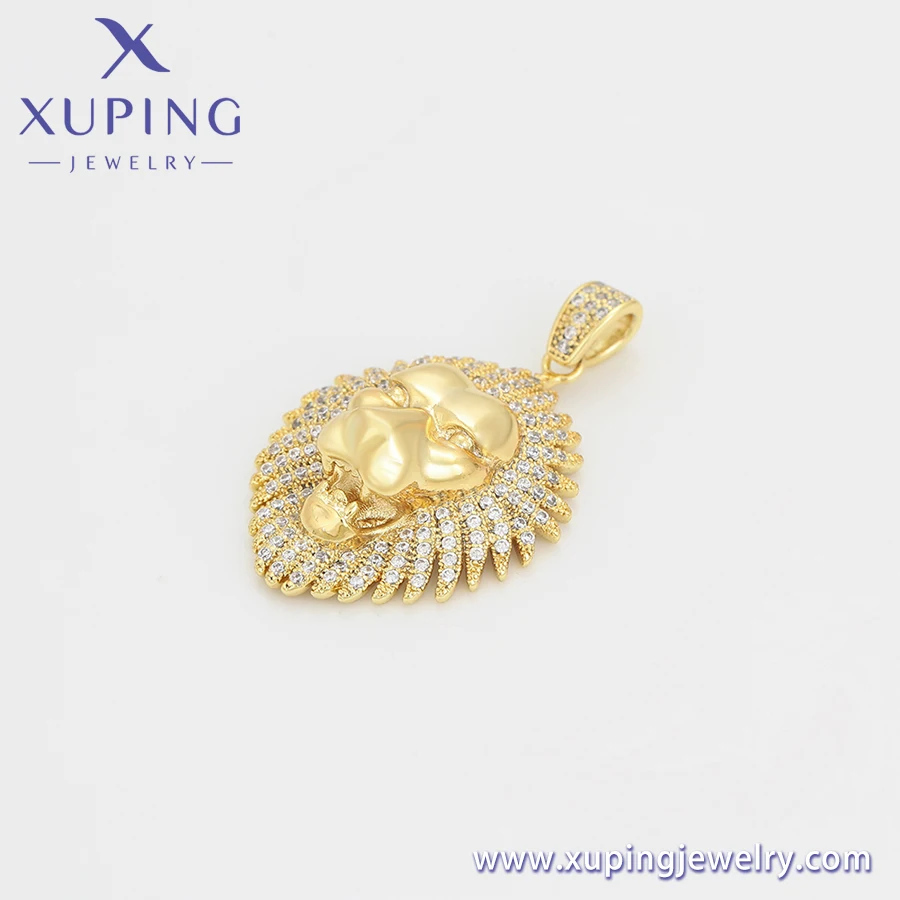 X000024736 xuping jewelry Fashion Domineering King of the Forest Lion with Diamonds 14k Gold Plated Versatile Pendant