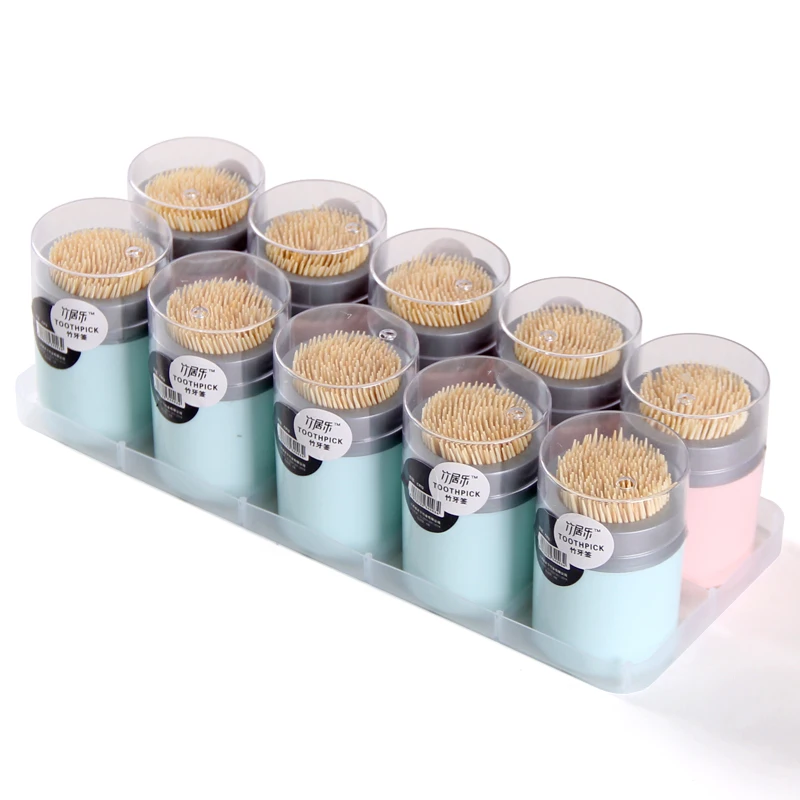 
Wholesale Hot Sale 65 mm * 1.8 mm 260 pcs Eco friendly Restaurant Double Head Disposable Toothpick container holder bottle 
