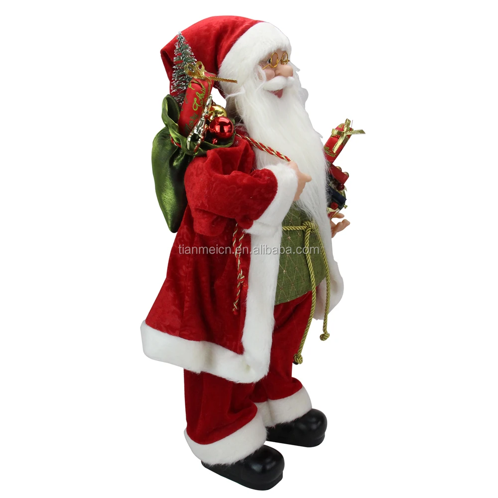 
60cm Christmas Standing Santa Claus Ornament Decoration Figurine Collection Fabric Custom Items Holiday Festival Xmas Plush 