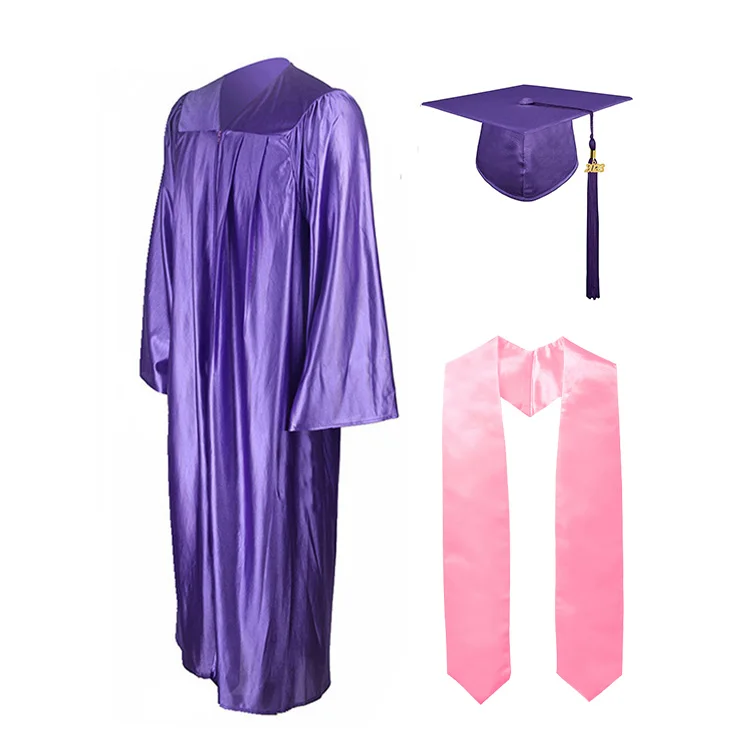 Wholesale Best Quality Purple Unisex Adult Graduation Gown And cap for college or University