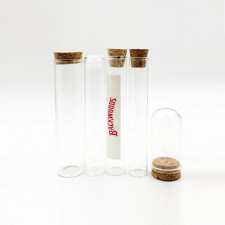 Custom mini clear glass tube child resistant bottle with cork lab used glass vial