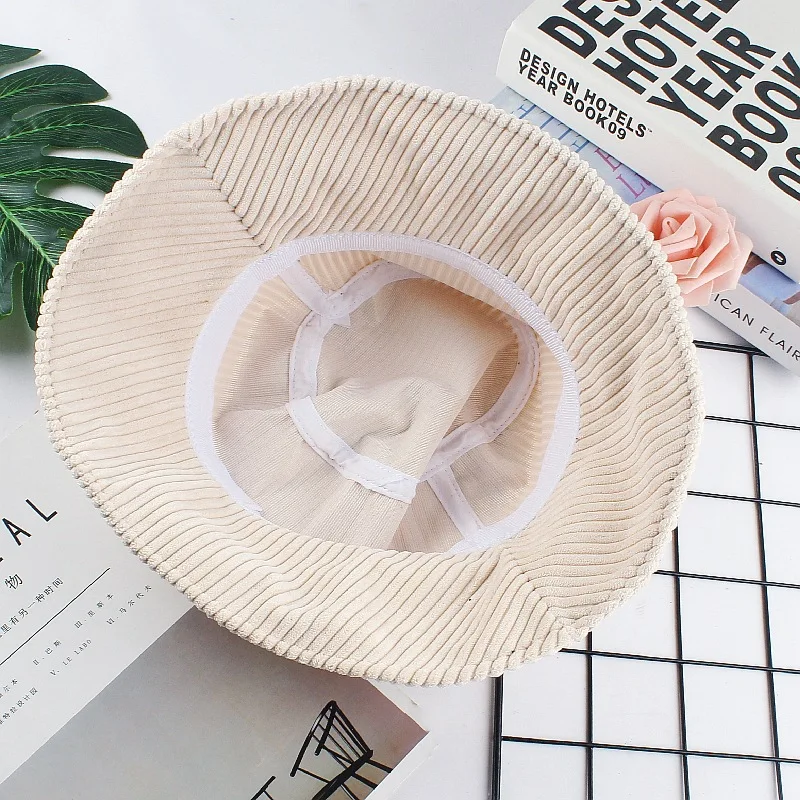 High Quality Solid Color Plain Blank Fisherman Hats Custom Logo Embroidery Corduroy Bucket Hats