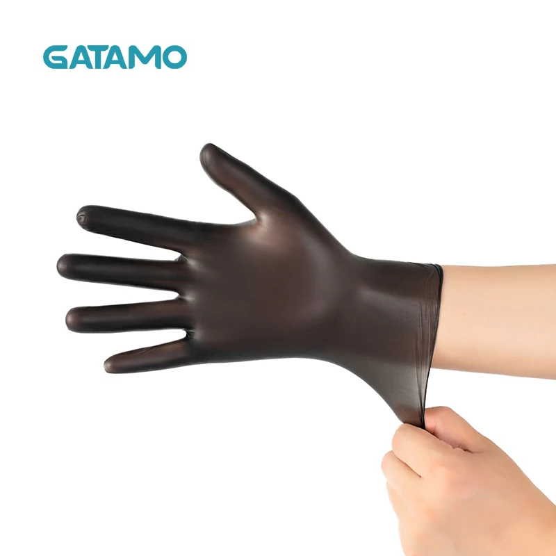 C34 Boxed 50 Household Food Grade Vinyl Powder Free Gloves Micro Elastic Cleaning Catering Film Gloves For Sale