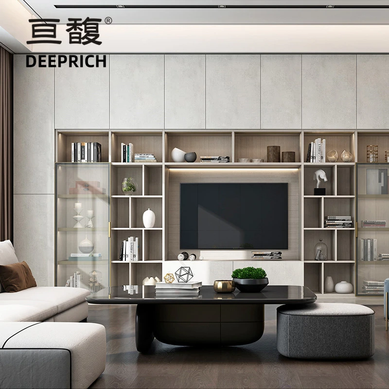 HQ089 DEEPRICH whole house custom display cabinet plate wardrobe bookcase dining side aluminum frame glass door open cabinet