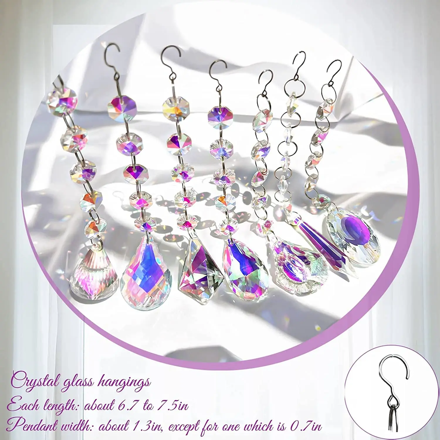 Christmas Decorations Sun Catchers with Crystals 7 Pcs Hanging Crystals Suncatchers for Windows