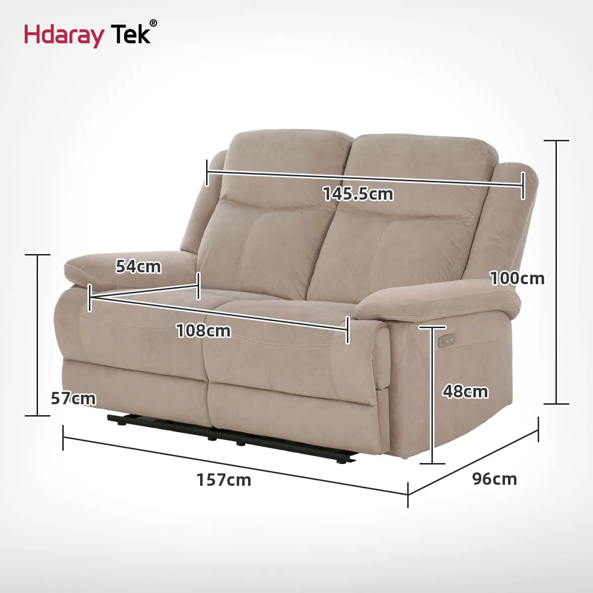 2-Seat Luxury Suede Leather Electric Power Lift Recliner Chair with USB Port Reclining Chair Sofa for Livingroom Furniture