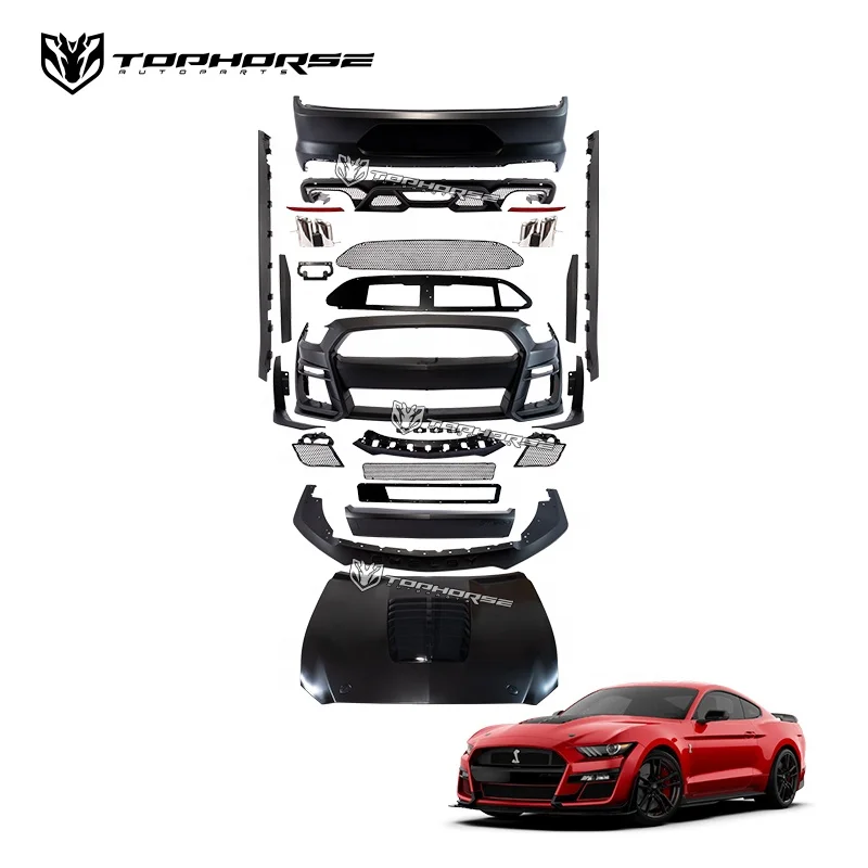 Hight Quality Body Kit For 2015-2022 For_d Mustang GT350 GT500 Shelby PP Material Bumper Aluminum fenders & Hood  Car Parts