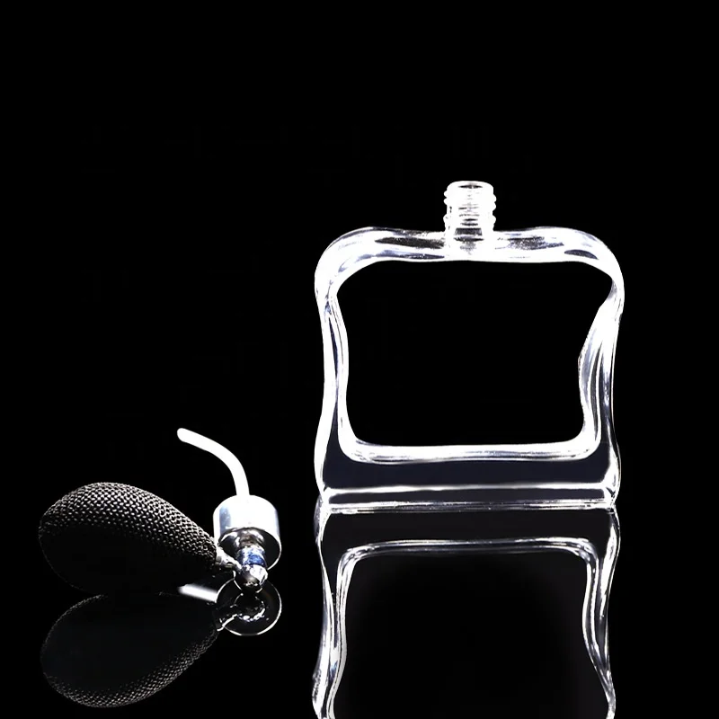 Flat square balloon atomizer perfume glass bottle airbag perfume 100ml bottle